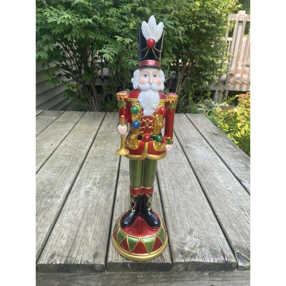 Vintage Kringle Express 18" Resin Nutcracker Christmas Indoor Outdoor Lit, NIB